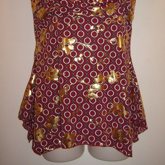 Sexy Maroon Gold Unique Beautifully Designed Top - Picture 2 of 4